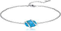 wholesale  Sterling Silver Gemstone Dainty Anklet for Women Beach Jewelry Gift -Turquoise