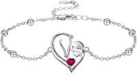 wholesale 925 Sterling Silver Horse Heart Birthstone Bracelet Jewelry Gift for Women-07-July-Lab Created Ruby