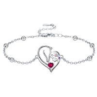 wholesale 925 Sterling Silver Horse Heart Birthstone Bracelet Jewelry Gift for Women-07-July-Lab Created Ruby