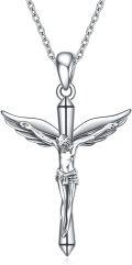 wholesale 925 Sterling Silver Angel and Jesus Pendant Chain Necklaces for Women Religious Gifts-0-0