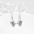 wholesale 925 Sterling Silver Middle Finger Dangle Earrings Punk Rock Statement  for Her-0-1