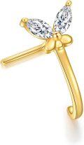 wholesale 14K Gold Stone Daisy Butterfly Nose Ring Stud 20G Women s Jewelry Gift-0-0