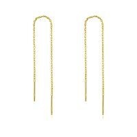 wholesale 925 Sterling Silver Long Chain Earrings-Yellow 4.0 Inches