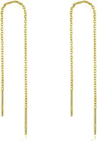 wholesale Sterling Silver Nickel Free Threader Chain Dangle Earrings for Women-Yellow 2.0 Inches