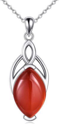 wholesale Sterling Silver Moonstone Turquoise Lapis Lazuli Larimar Moss Agate Celtic Trinity Knot Necklace-Red Onyx