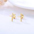 wholesale Rose Gold Diamond Cross Stud Earrings - Religious s for Women and Girls-0-14