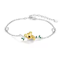 wholesale 925 Sterling Silver Koala Charm Bracelet Wholesale for Women Adjustable Animal s-Gold Koala Plated