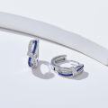 wholesale 925 Sterling Silver Lapis Lazuli & Cubic Zirconia Hoop Earrings 15mm Hypoallergenic  for Women and Men-0-2