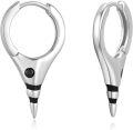 wholesale 925 Sterling Silver Black Crystal Spike Huggie Hoop Earrings Punk Style Minimalist Jewelry for Women and Men-0-0