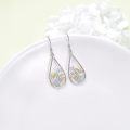 wholesale 925 Sterling Silver Gold Plated Flower Design Teardrop Dangle Earrings for Women Girls  4cm Long-0-2