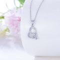 wholesale 925 Sterling Silver Double Heart Pendant with Cubic Zirconia Necklaces for Women s 45cm Chain Length-0-2