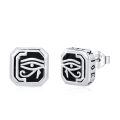 wholesale 925 Sterling Silver Black Agate Eye of Horus Stud Earrings for Men-0-0