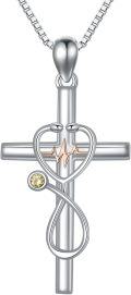 wholesale 925 Sterling Silver Birthstone Stethoscope Cross Necklace for Nurse Doctor RN-0-0