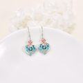 wholesale  Sterling Silver Crystal Mom Earrings Rose Flower Love Heart Dangle Drop Hook -0-3