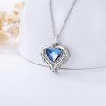 wholesale 925 Sterling Silver Blue Crystal Angel Wings Heart Keepsake Pendant Necklace with Funnel and Fill Tool-0-1