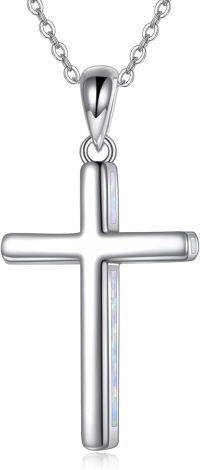 wholesale 925 Sterling Silver Opal Inlay Celtic Knot Cross Pendant Necklace for Women-Opal Cross Ⅰ