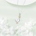 wholesale 925 Sterling Silver Goose Pendant Necklace with Yellow Hat Charm for Women, Unique Gift for Goose Lovers-0-4