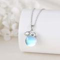 wholesale 925 Sterling Silver Blue Opal Piggy Pendant Necklace for Women Girls-0-4
