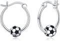 wholesale 925 Sterling Silver Soccer Ball Hoop Earrings for Women and Girls-0-0