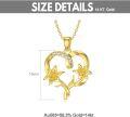 wholesale 14K Gold Heart & Lily Flower Pendant Necklace for Women - 14K Gold  Chain (16 + 2 inch)-0-2