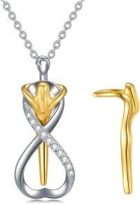 wholesale 925 Sterling Silver Infinity Love Heart Pendant & Earrings Set - Valentine's Day Gift for Her-Hug 1