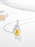 wholesale 925 Sterling Silver Citrine & Cubic Zirconia November Birthstone Necklace-0-1