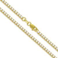 wholesale 925 Sterling Silver Gold Plated Cubic Zirconia Tennis Chain Necklace For Women-2mm-18 inch