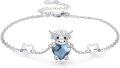 wholesale 925 Sterling Silver Blue Crystal Cow Charm Bracelet for Women and Girls-0-0