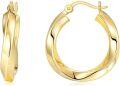 wholesale 14K Gold Twisted Round Hoop Earrings for Women - Shiny Polished Lightweight 12-50mm-0-0