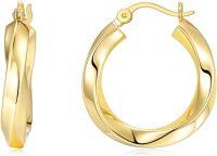 wholesale 14K Gold Twisted Round Hoop Earrings for Women - Shiny Polished Lightweight 12-50mm-style 2