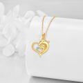wholesale 14K Gold Dolphin in Heart Shape Pendant Necklace with Cubic Zirconia Gifts for Women-0-2