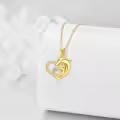 wholesale 14K Gold Dolphin in Heart Shape Pendant Necklace with Cubic Zirconia Gifts for Women-0-2