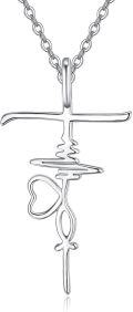 wholesale 925 Sterling Silver Hypoallergenic Nurse Cross Heartbeat Necklace Gift for Women-0-0