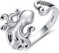 wholesale 925 Sterling Silver Octopus Adjustable Ring s for Women and Girls-Octopus Ring 7#8#9#
