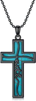 wholesale  Sterling Silver Genuine Gemstone Faith Cross Necklace for Women -0-10