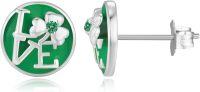wholesale 925 Sterling Silver Hypoallergenic Shamrock Love Stud Earrings for Women and Girls - 3/8 Diameter-Love