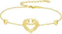 wholesale Gold 925 Sterling Silver Heart-Shaped Horses Adjustable Bracelet for Women-Wolf Bracelet - Gold