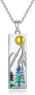 wholesale TOUPOP Mountain Necklace For Women S925 Sterling Silver Mountain Pendant Necklace Abalone Shell Necklace Jewelry Gifts For Hikers Campers Climbers And Nature Lovers -0-0