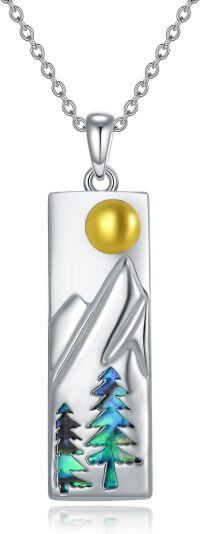 wholesale TOUPOP Mountain Necklace For Women S925 Sterling Silver Mountain Pendant Necklace Abalone Shell Necklace Jewelry Gifts For Hikers Campers Climbers And Nature Lovers -undefined