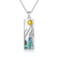 TOUPOP Sterling Silver Abalone Shell Mountain Pendant Necklace for Women-undefined