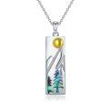TOUPOP Sterling Silver Abalone Shell Mountain Pendant Necklace for Women-0-0
