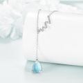 wholesale 925 Sterling Silver Wave Pendant Necklace With Blue Teardrop Stone-0-4