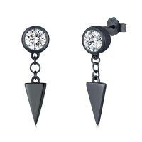 wholesale S925 Sterling Silver Black Triangle Spikes CZ Studs Dangle Earrings for Women and Men - Hypoallergenic  Set-C