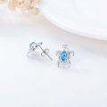 wholesale 925 Sterling Silver Blue Topaz Sea Turtle Stud Earrings-0-2