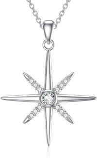 wholesale 925 Sterling Silver Moissanite Compass Pendant Necklace for Women-North Star