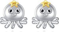 wholesale 925 Sterling Silver Starfish Stud Earrings with Gold Accents-I-Octopus