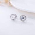 wholesale White Gold Plated 925 Sterling Silver Moissanite 2ct D Color Brilliant Round Cut Halo Stud Earrings-0-2