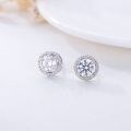 wholesale 925 Sterling Silver Elegant Round Zircon Halo Stud Earrings Set-0-2
