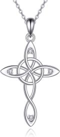 wholesale 925 Sterling Silver Celtic Knot Cubic Zirconia Pendant Necklaces for Women and Girls s-0-0