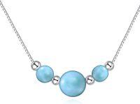 wholesale 925 Sterling Silver Natural Freshwater Cultured Pearls & Beads Pendant Necklaces for Women Gifts Jewelry Accessories 48cm Chain Length (White)-blue